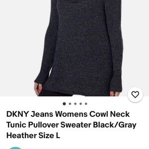 DKNYC Women's Black and blue Cowl Neck Sweater